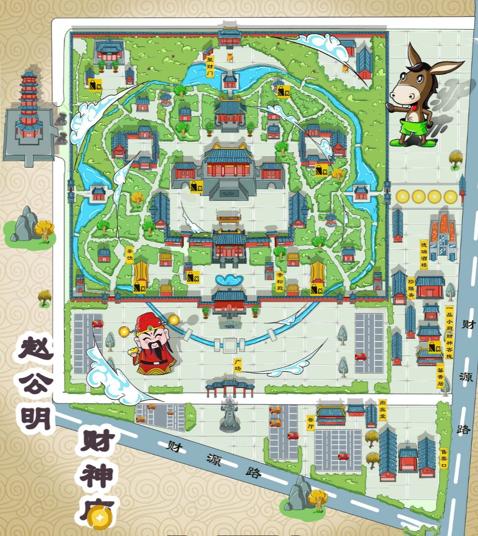 武邑寺庙类手绘地图